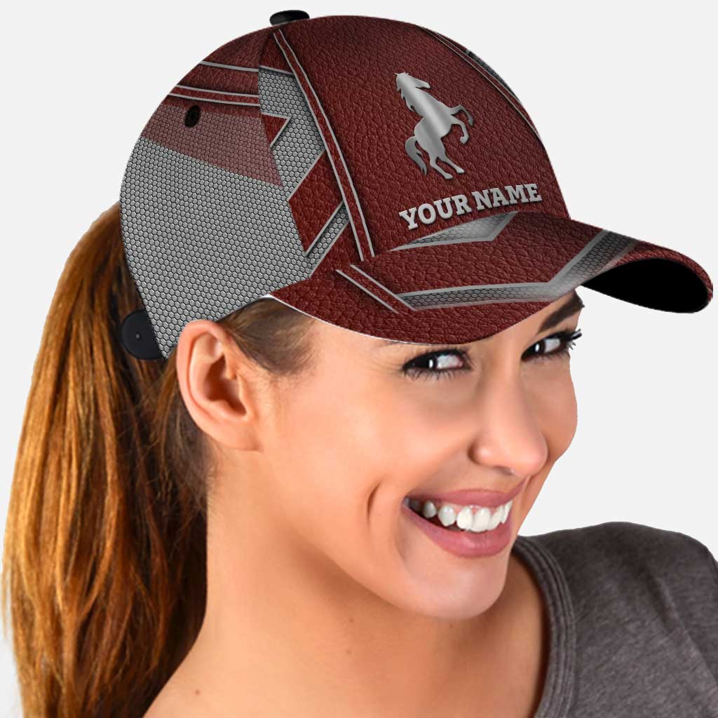 Love Horses -  Personalized Classic Cap With Metal Pattern Print