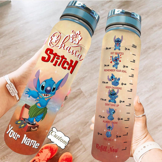 Ohana Means Family - Personalized Ohana Water Tracker Bottle 0523