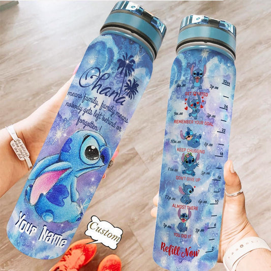 Ohana Means Family - Personalized Ohana Water Tracker Bottle 0523