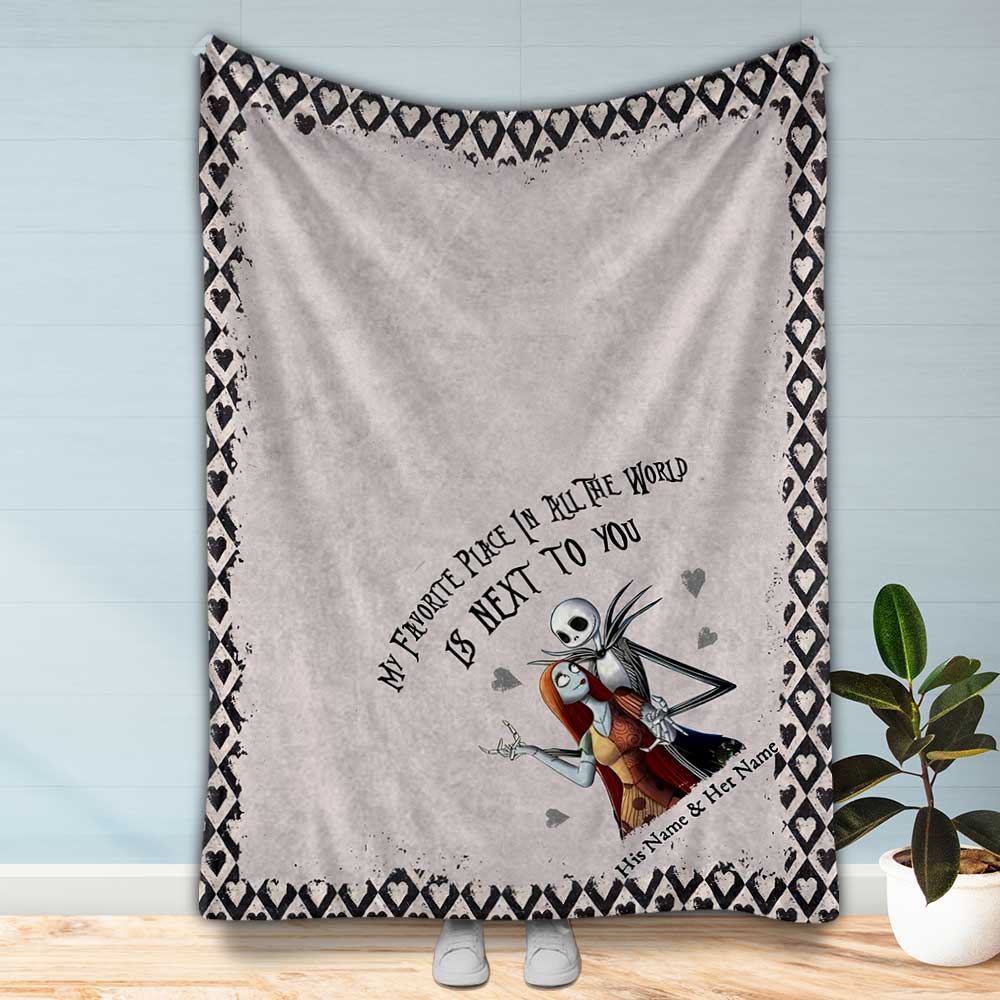 My Favorite Place In All The World Is Next To You - Personalized Couple Nightmare Blanket