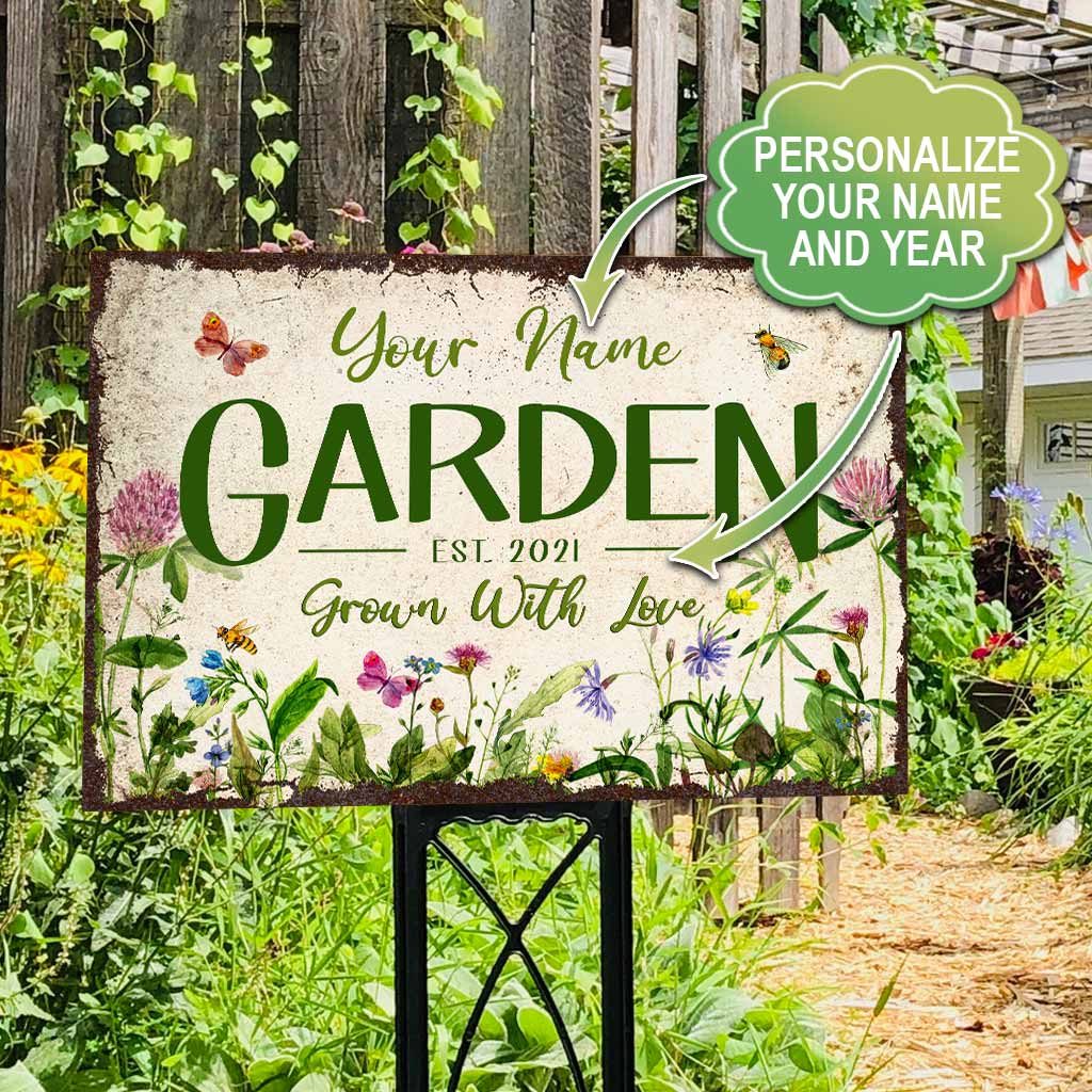 Garden Personalized Rectangle Metal Sign