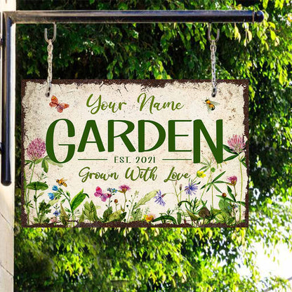 Garden Personalized Rectangle Metal Sign