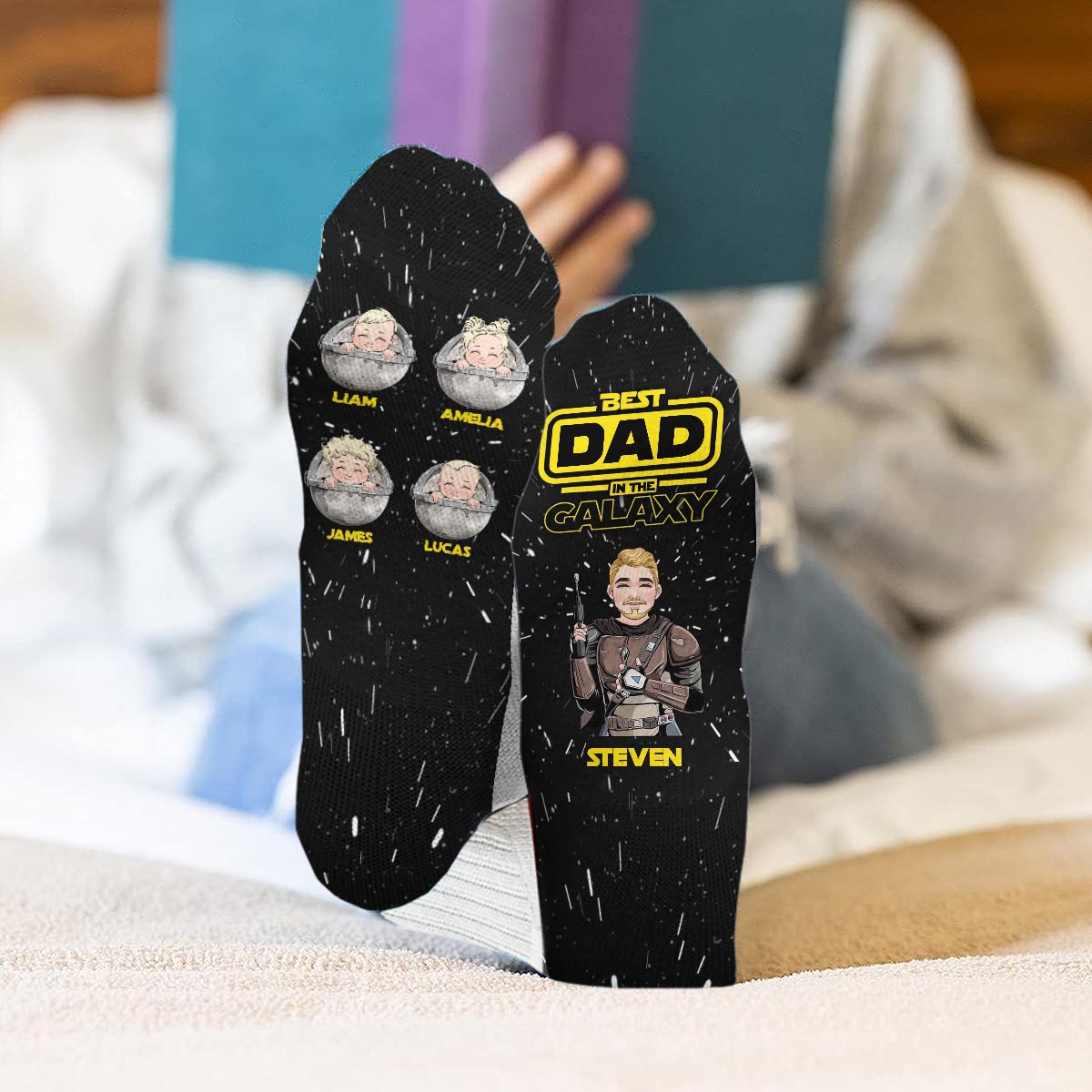 Best Dad In The Galaxy - Personalized The Force Socks