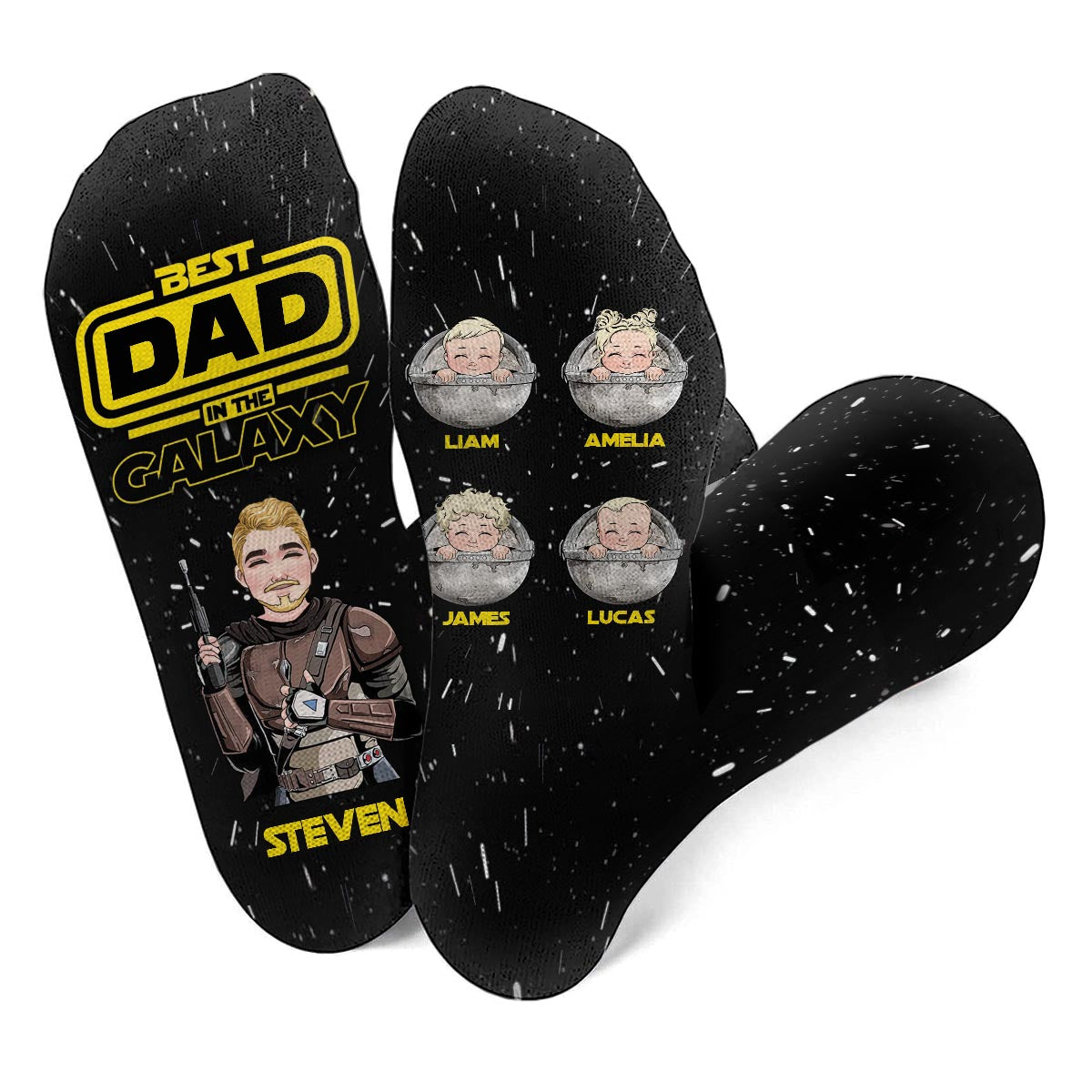 Best Dad In The Galaxy - Personalized The Force Socks