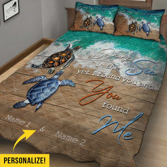 So Many In The Ocean - Turtle Personalized Quilt Set