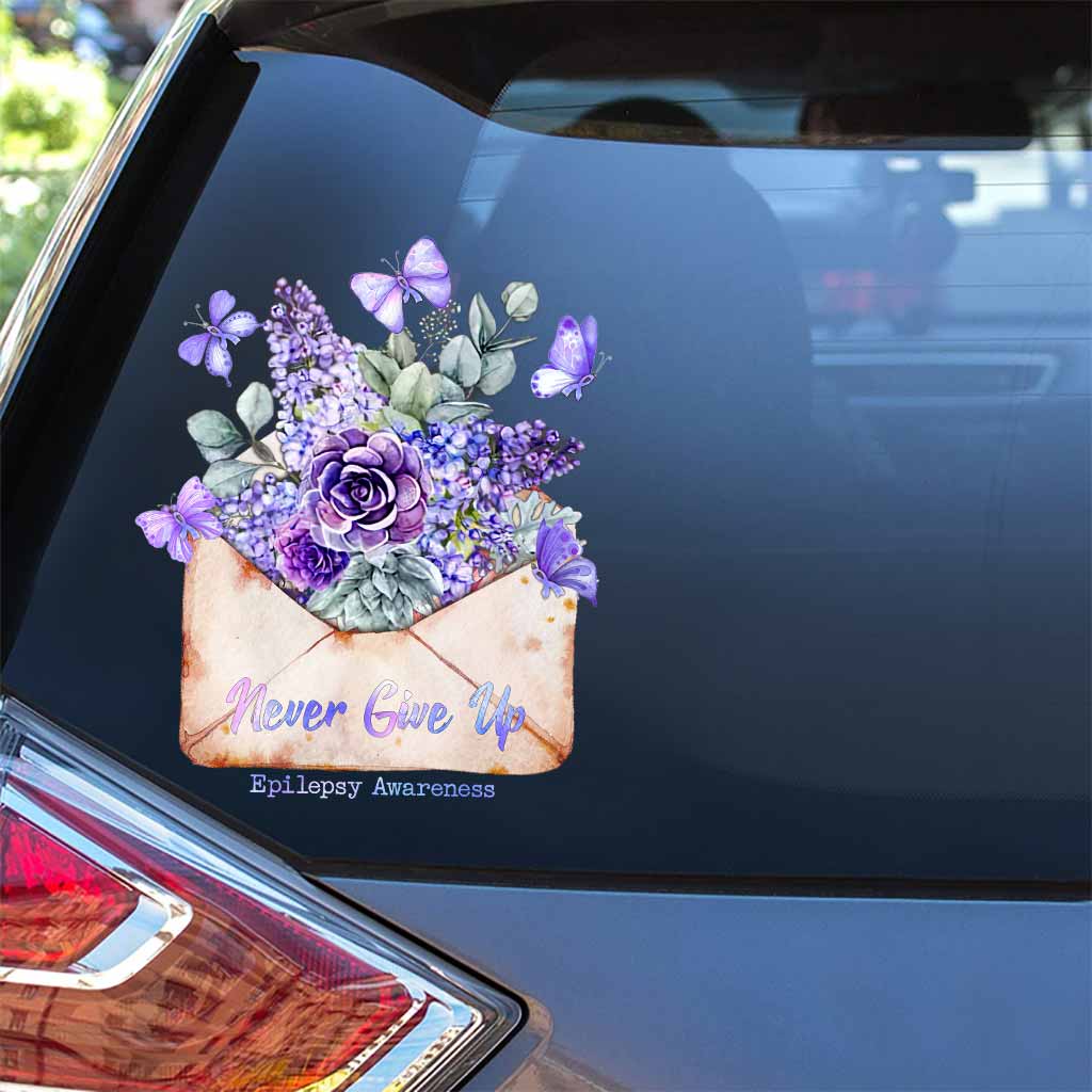 Never Give Up Flower Envelope - Epilepsy Awareness Decal Full