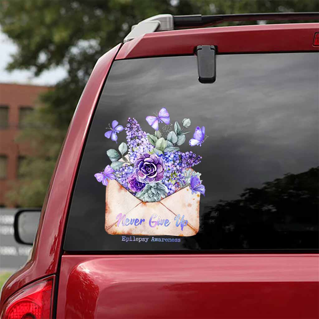 Never Give Up Flower Envelope - Epilepsy Awareness Decal Full