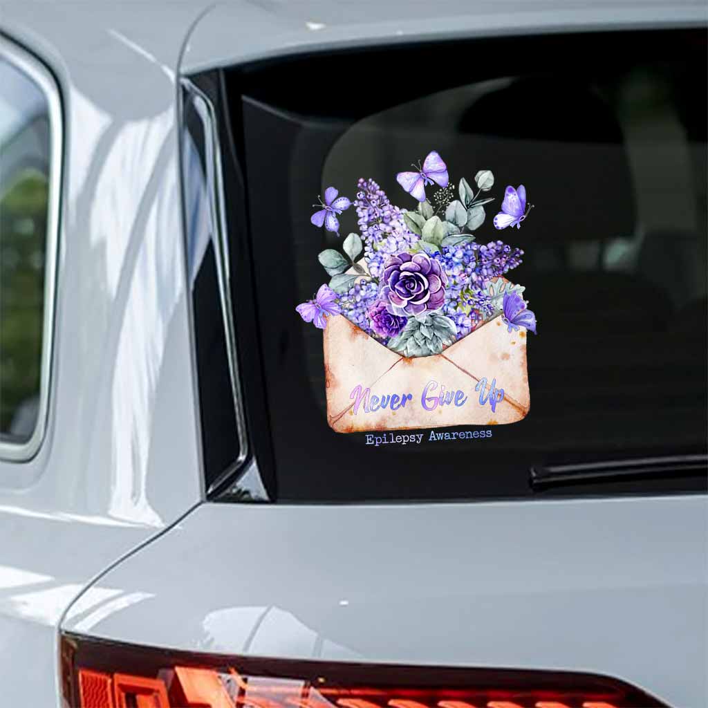 Never Give Up Flower Envelope - Epilepsy Awareness Decal Full