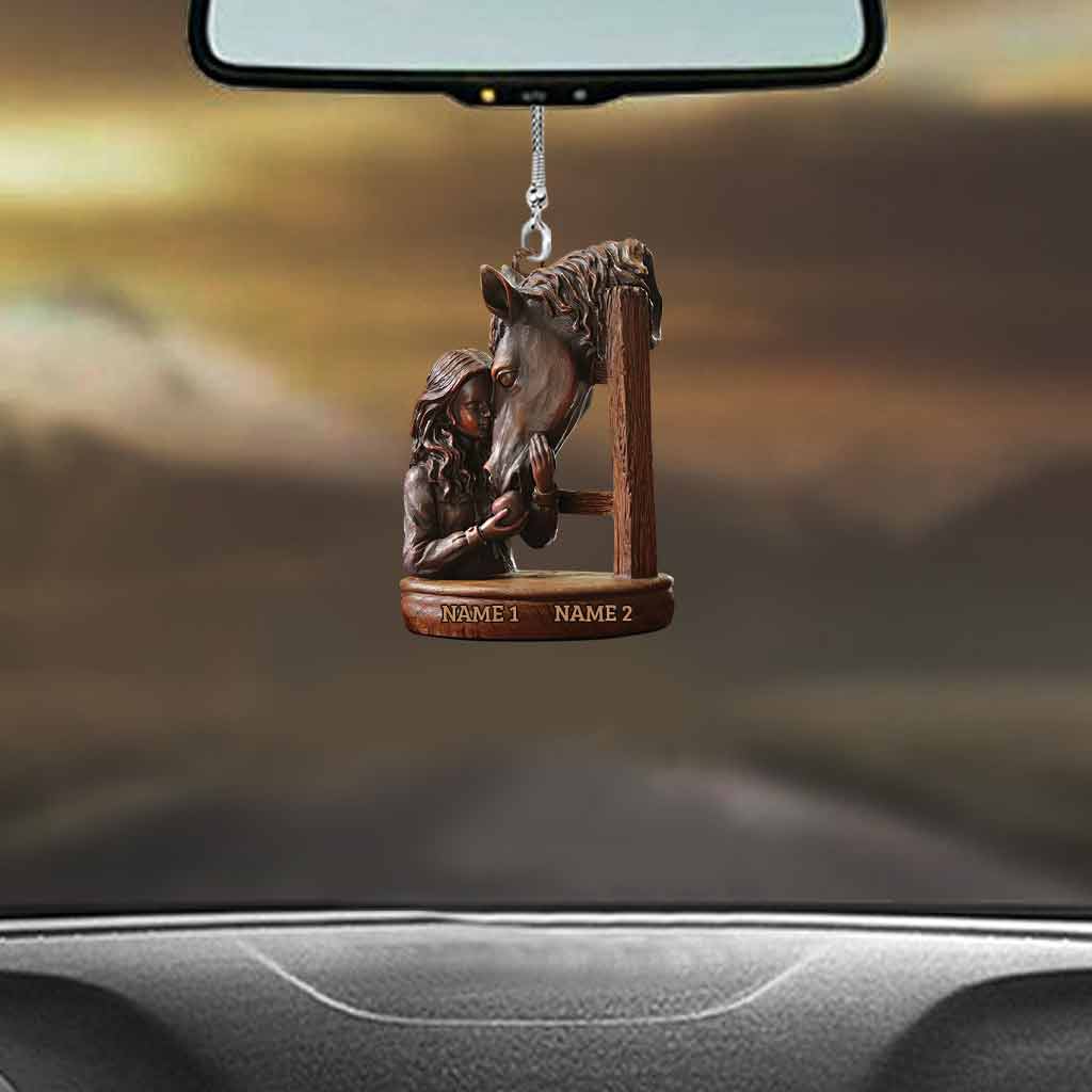 Horse And Girl - Personalized Car Ornament (Printed On Both Sides)