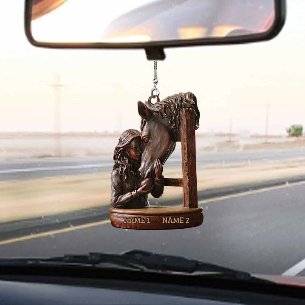 Horse And Girl - Personalized Car Ornament (Printed On Both Sides)