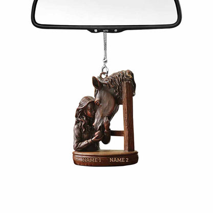 Horse And Girl - Personalized Car Ornament (Printed On Both Sides)