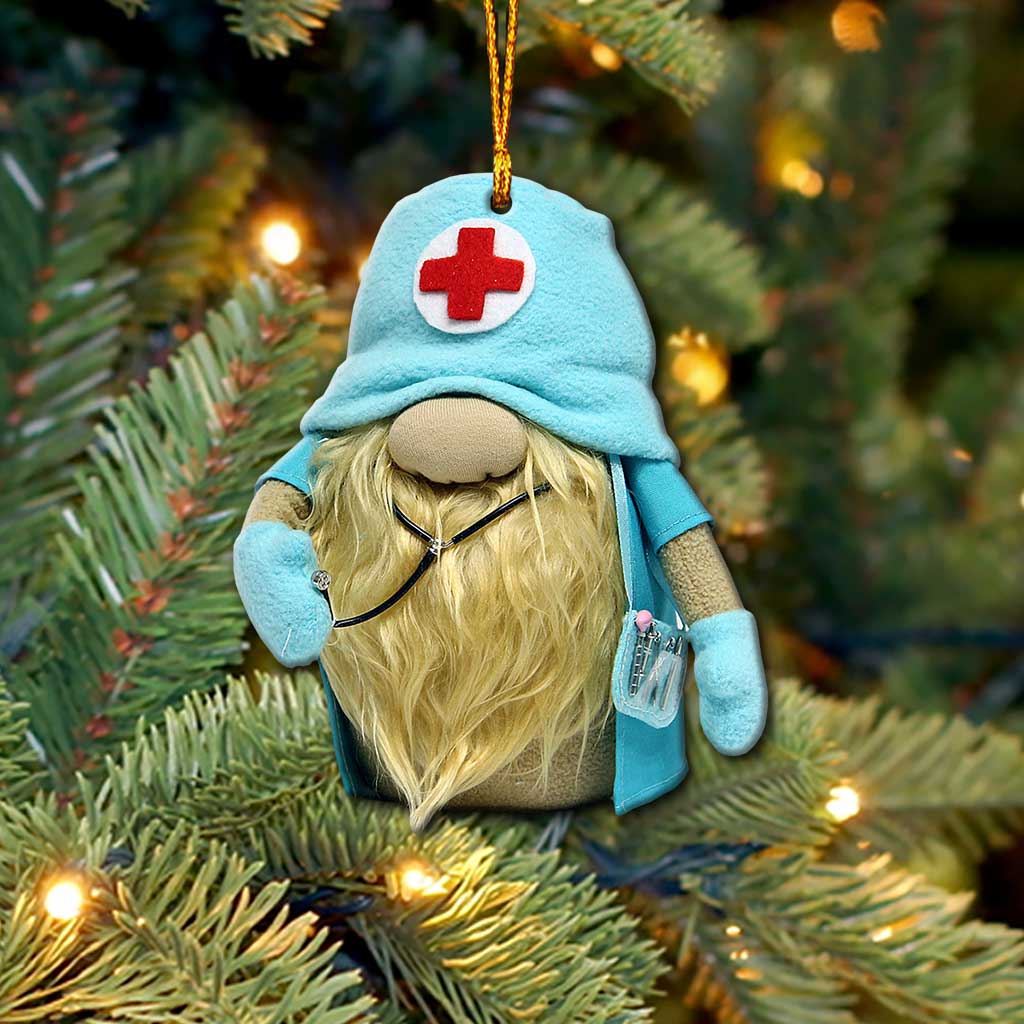 Gnome Nurse - Christmas Ornament (Printed On Both Sides)