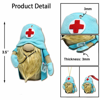 Gnome Nurse - Christmas Ornament (Printed On Both Sides)