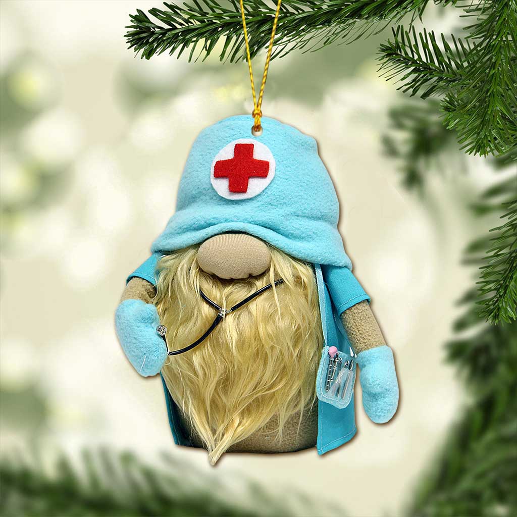 Gnome Nurse - Christmas Ornament (Printed On Both Sides)