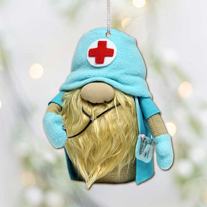 Gnome Nurse - Christmas Ornament (Printed On Both Sides)