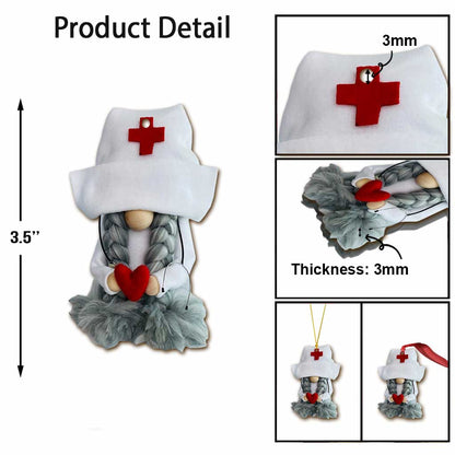 Gnome Nurse - Christmas Ornament (Printed On Both Sides)