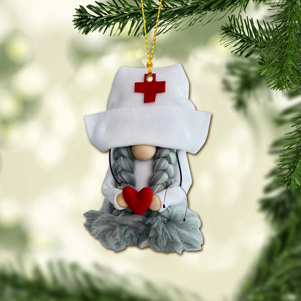 Gnome Nurse - Christmas Ornament (Printed On Both Sides)