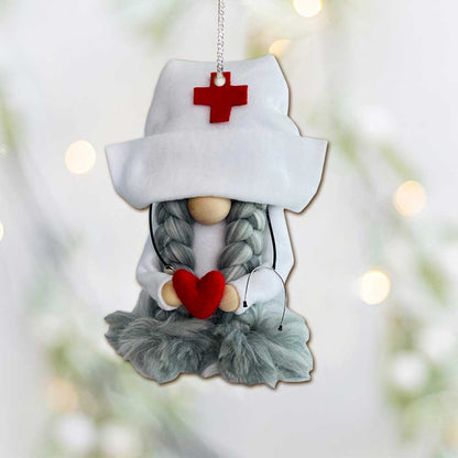 Gnome Nurse - Christmas Ornament (Printed On Both Sides)