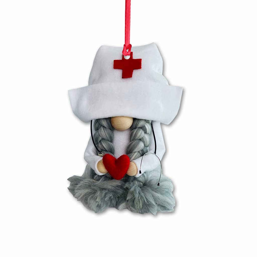 Gnome Nurse - Christmas Ornament (Printed On Both Sides)