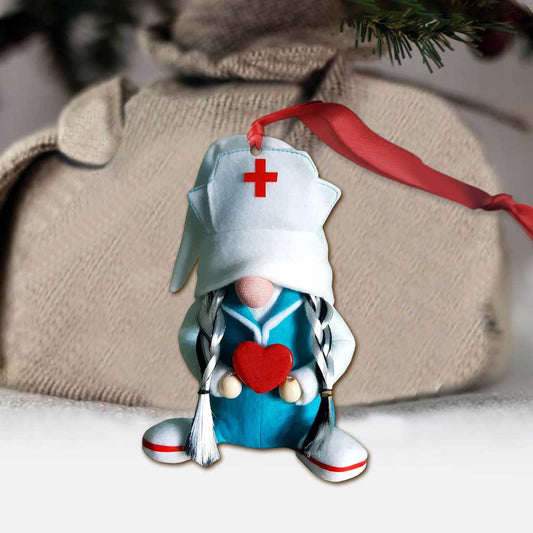 Gnome Nurse - Christmas Ornament (Printed On Both Sides)