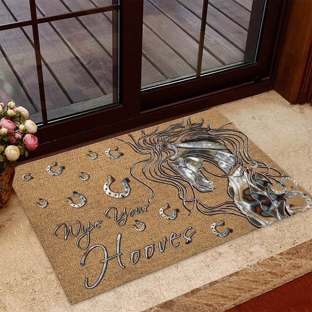 Wipe Your Hooves - Horse Coir Pattern Print Doormat