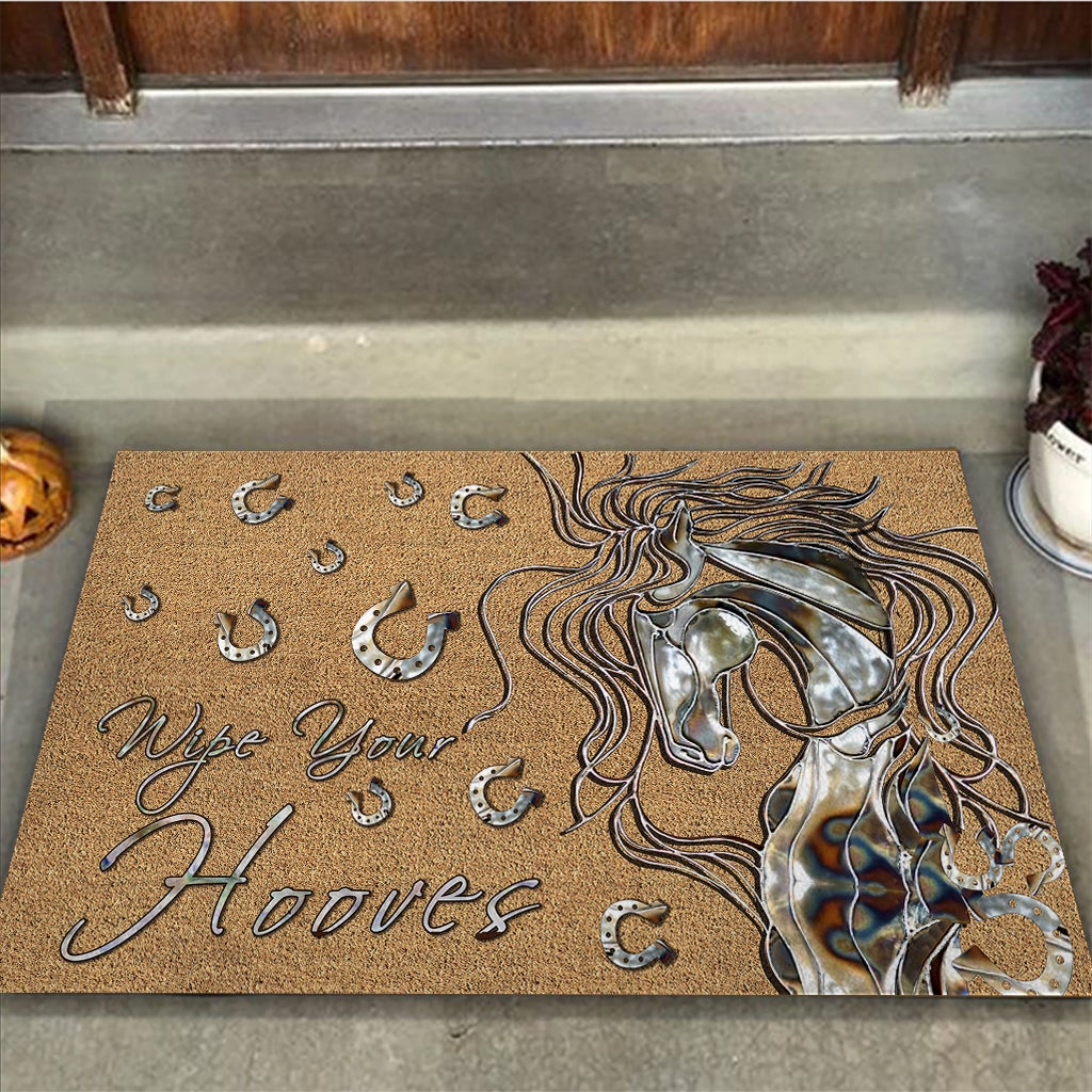 Wipe Your Hooves - Horse Coir Pattern Print Doormat