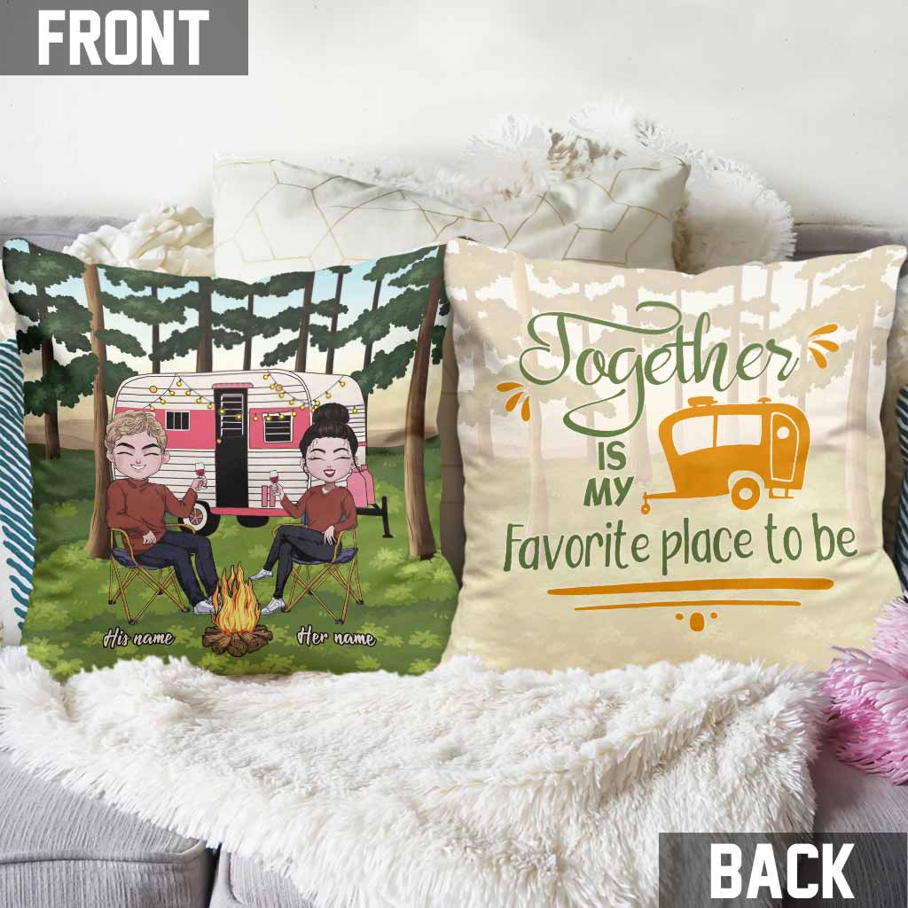 Together Is My Favorite Place To Be - Personalized Camping Throw Pillow