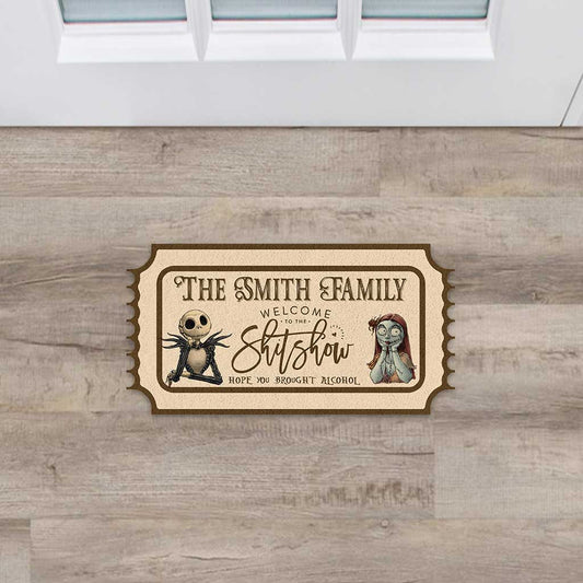 Welcome To The Show - Personalized Nightmare Shaped Doormat