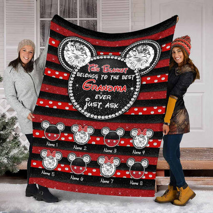 Best Grandma Ever Magical Mouse Ears - Personalized Blanket With 3D Pattern Print