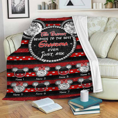 Best Grandma Ever Magical Mouse Ears - Personalized Blanket With 3D Pattern Print