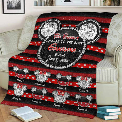 Best Grandma Ever Magical Mouse Ears - Personalized Blanket With 3D Pattern Print