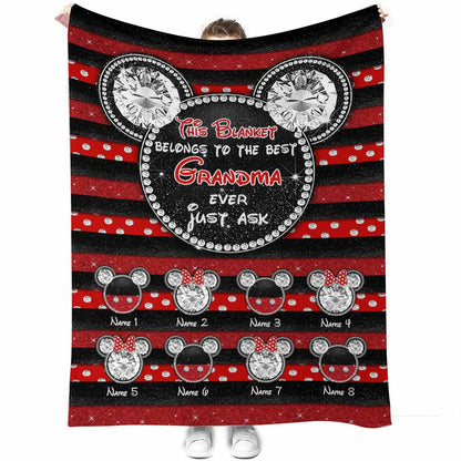 Best Grandma Ever Magical Mouse Ears - Personalized Blanket With 3D Pattern Print