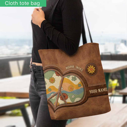 Hippie Soul Retro Groovy Flowers - Personalized Tote Bag