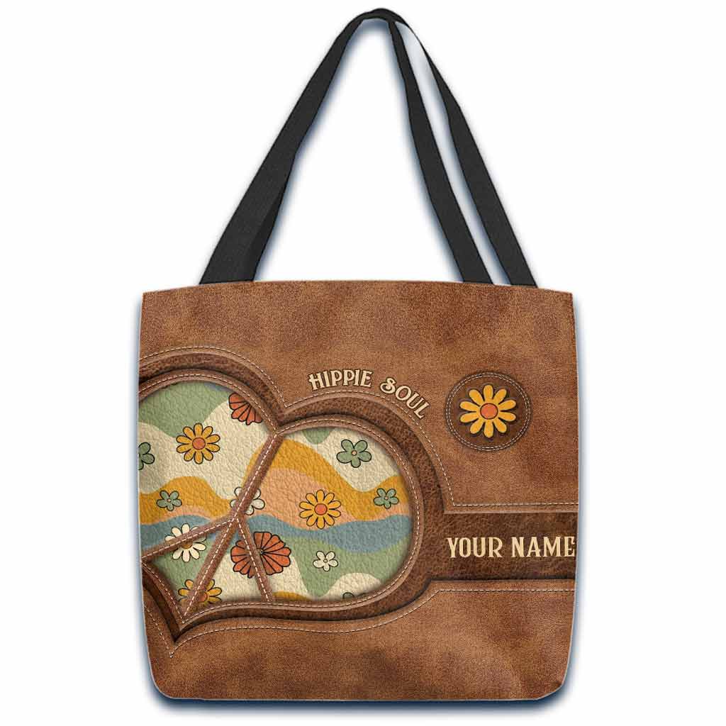 Hippie Soul Retro Groovy Flowers - Personalized Tote Bag