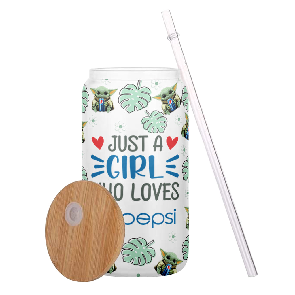 Just A Girl Who Loves - Personalized Blue Soft Drink Can Glass