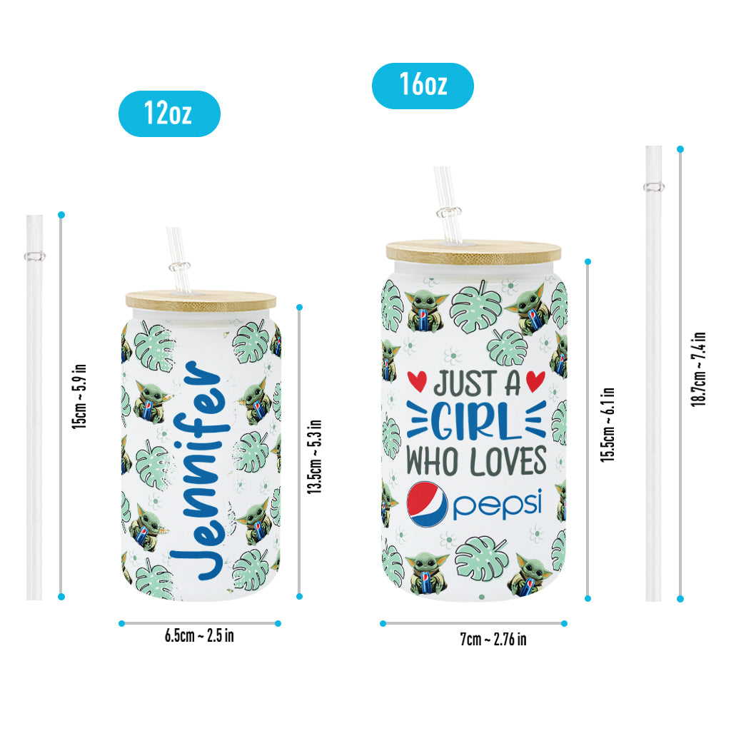 Just A Girl Who Loves - Personalized Blue Soft Drink Can Glass