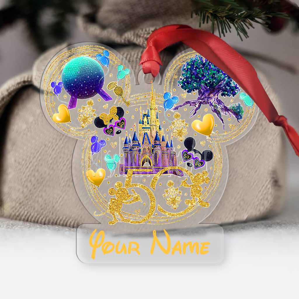 50th Anniversary Of Magic - Mouse Ears Personalized Transparent Ornament