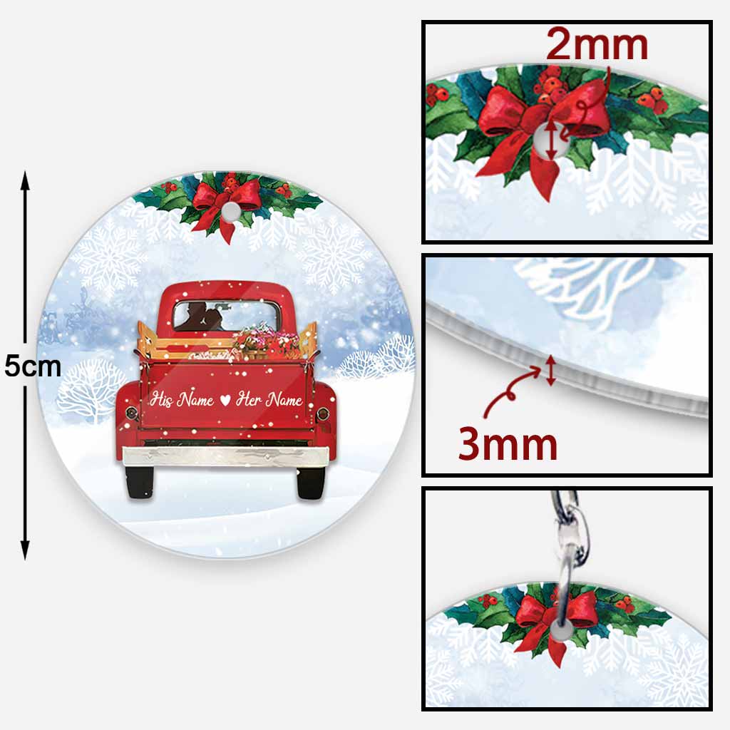 God Blessed The Broken Road - Personalized Couple Keychain (Printed On Both Sides)