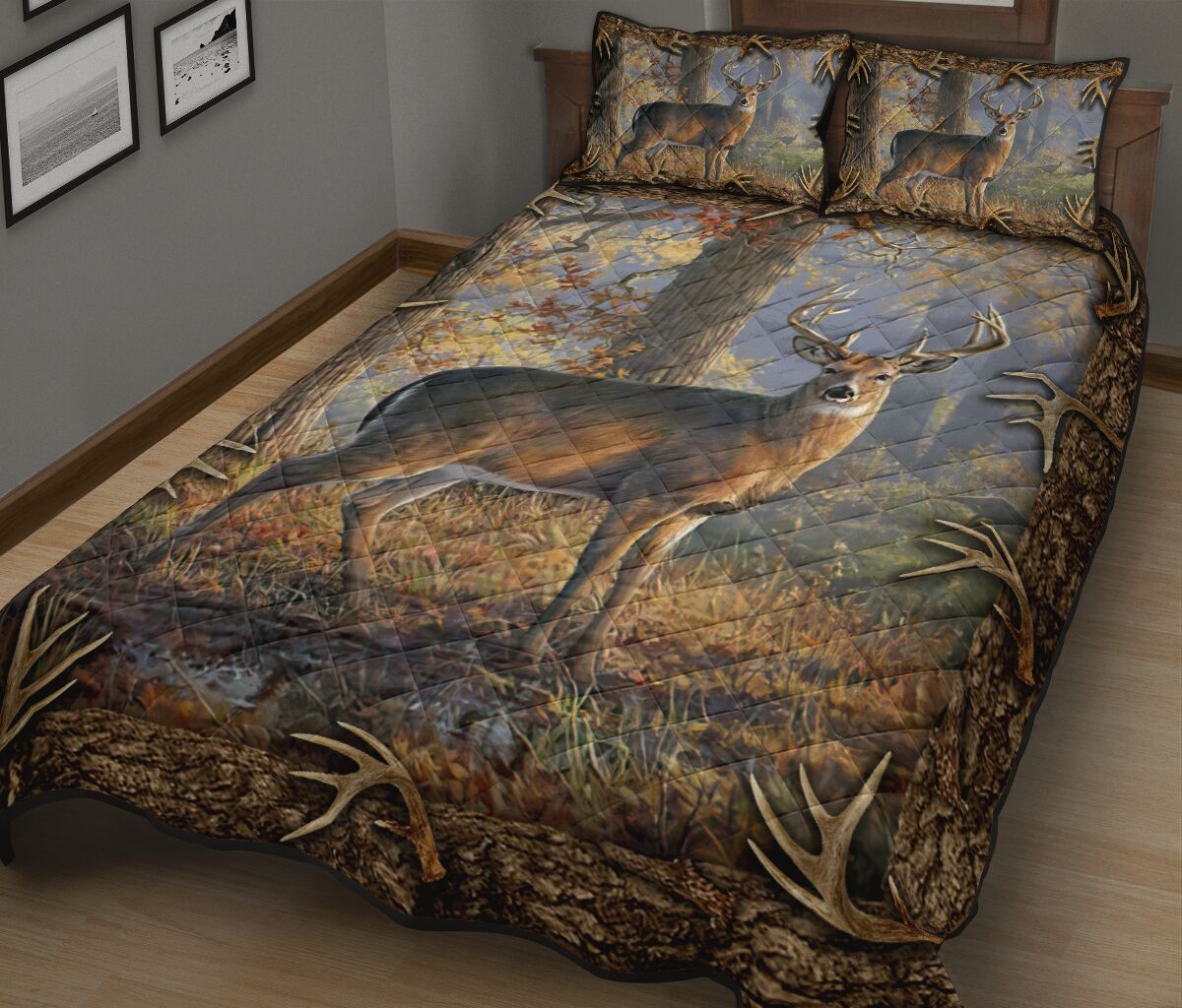 Deer In The Forest Hunting Quilt Set 0622