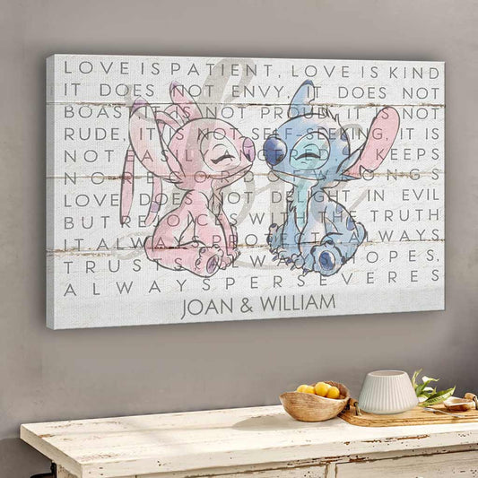 Love Is Patient Love Is Kind - Personalized Couple Ohana Canvas And Poster