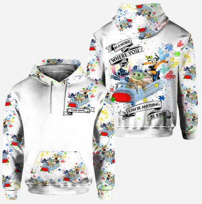 In A World Where You Can Be Anything - Personalized Autism Awareness Hoodie And Leggings