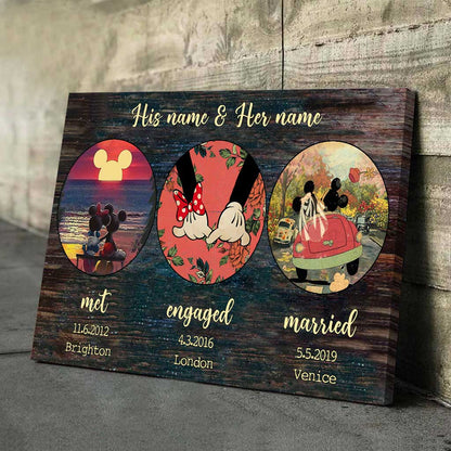 Met Engaged Married - Personalized Couple Mouse Poster