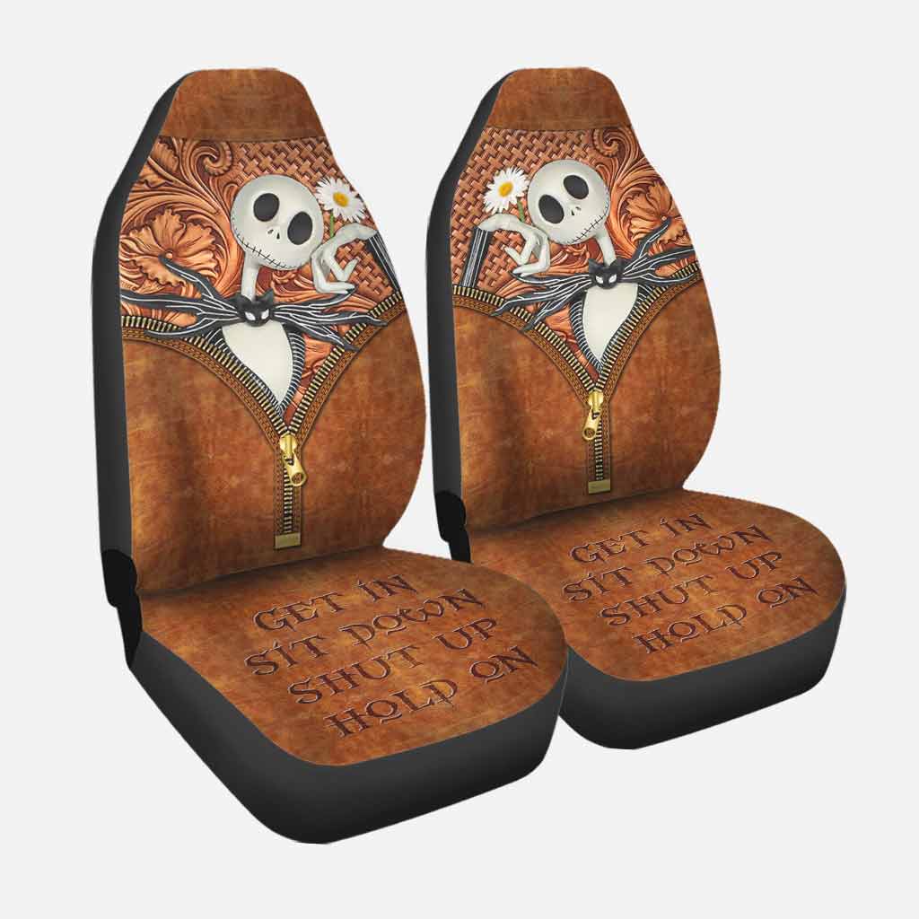 Get In Sit Down - Nightmare Seat Covers With Leather Pattern Print