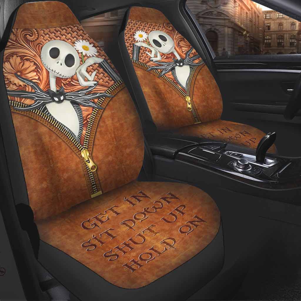 Get In Sit Down - Nightmare Seat Covers With Leather Pattern Print