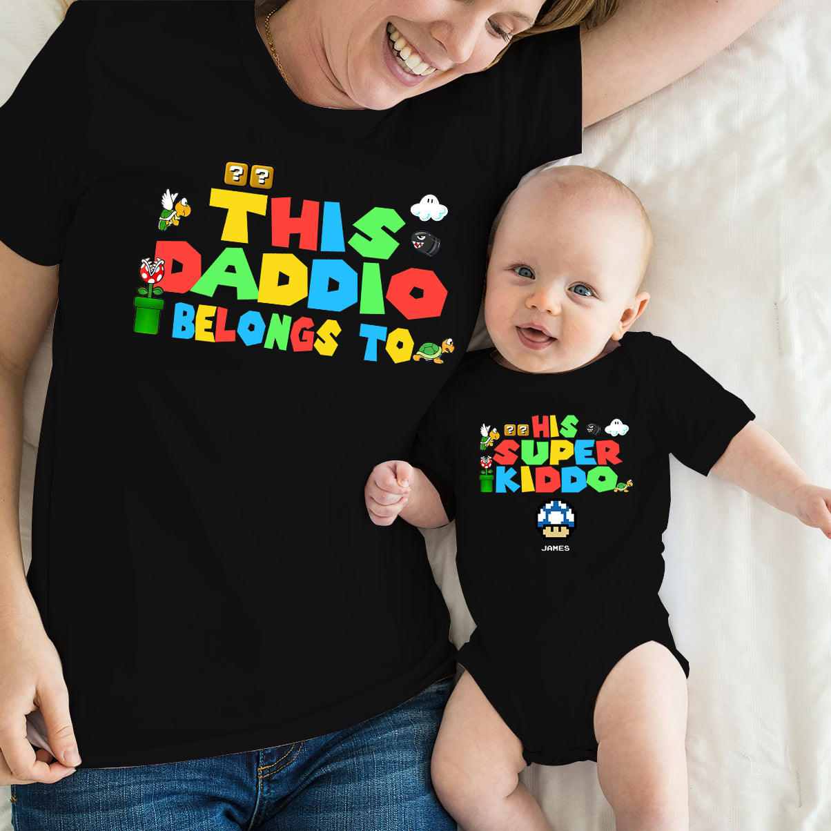 My Cool Daddio - Personalized Super Plumber T-shirt And Baby Onesie