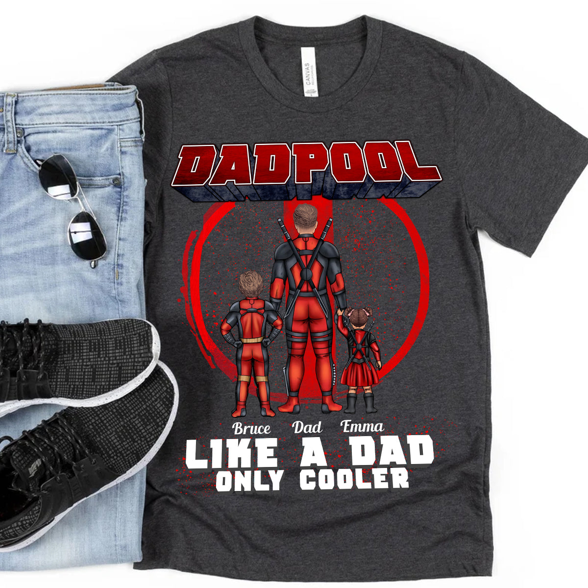Dadpool Like A Dad Only Cooler - Personalized Marvelous Universe T-shirt and Hoodie
