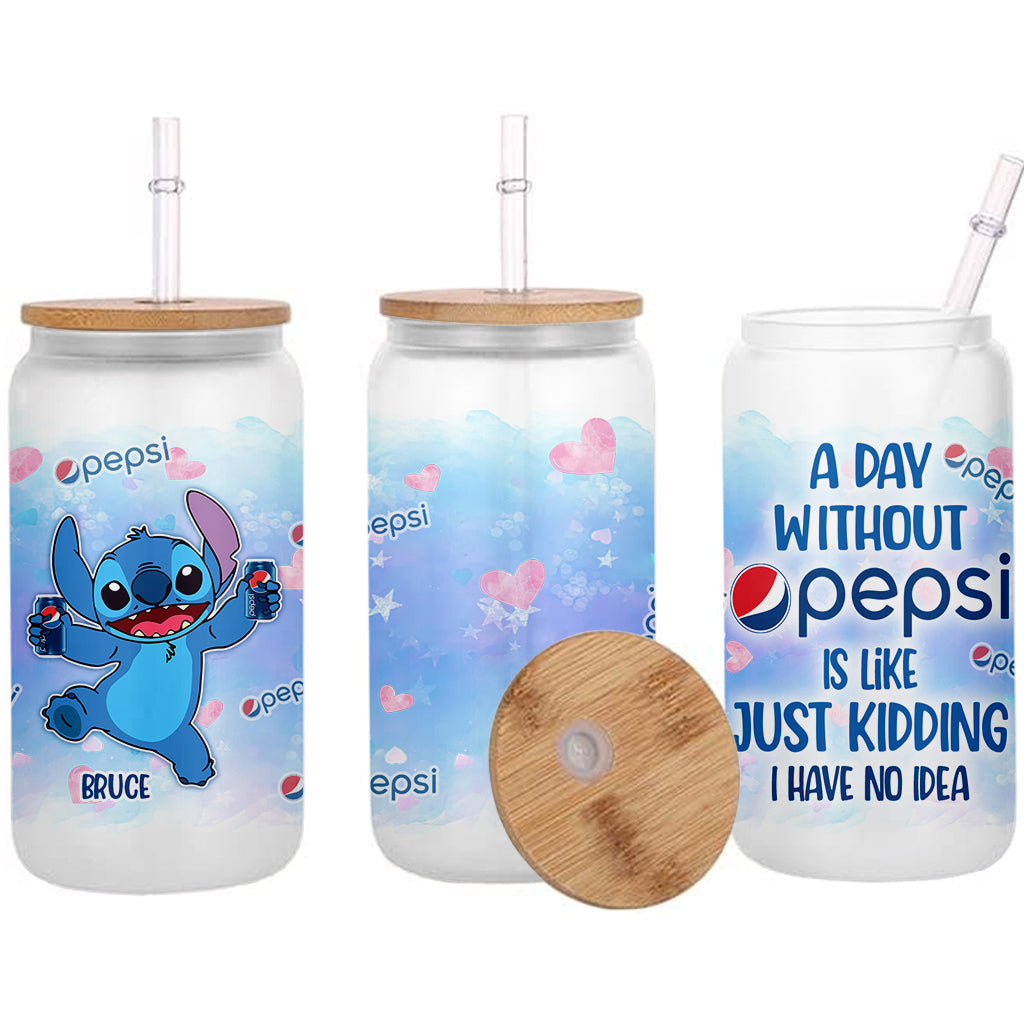 A Day Without - Personalized Blue Soft Drink Can Glass