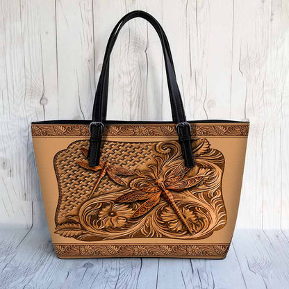 Dragonfly Leather Tote Bag