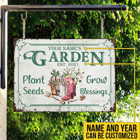 Plant Seeds - Gardening  Personalized Rectangle Metal Sign