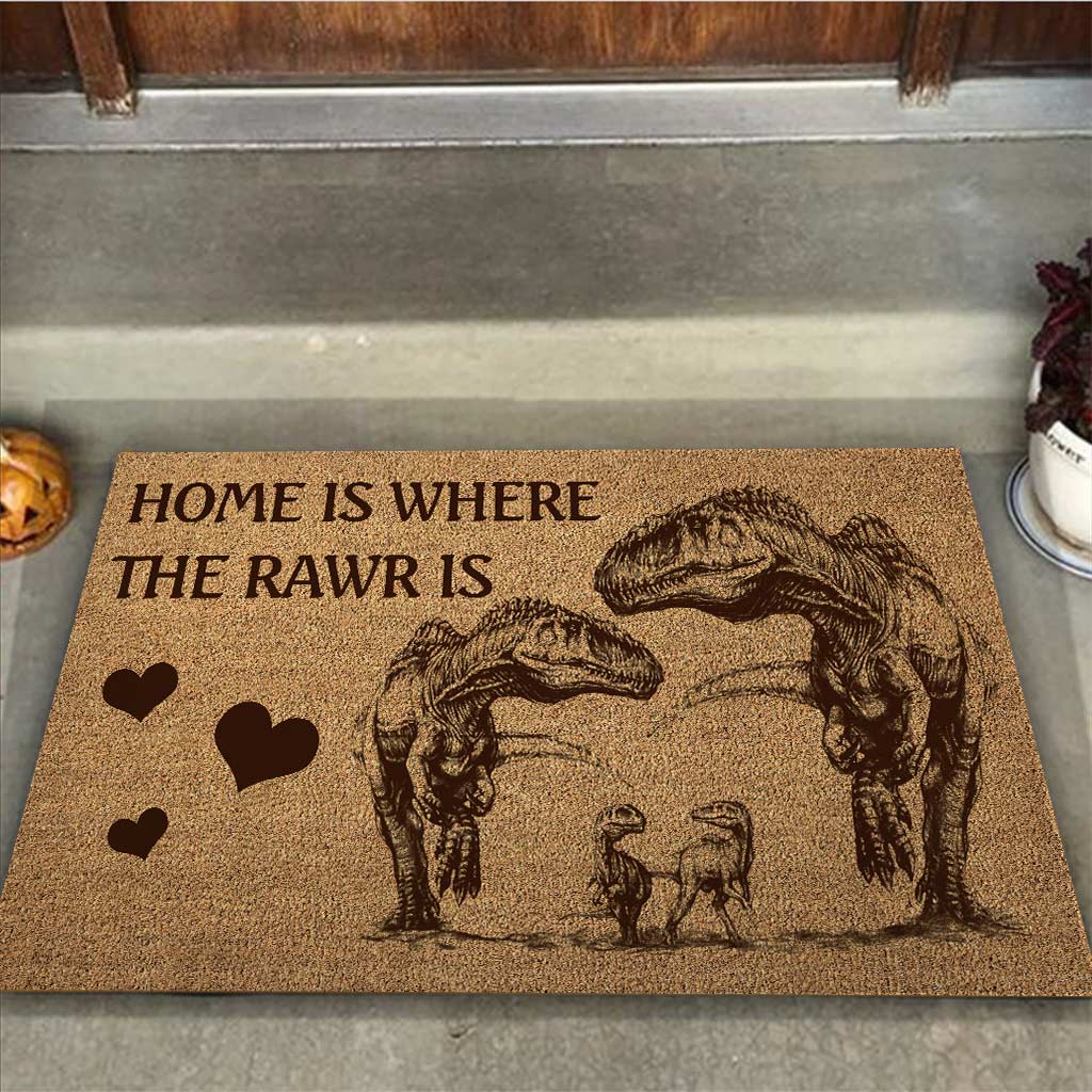 Home Is Where The Rawr Is - Dinosaur Doormat